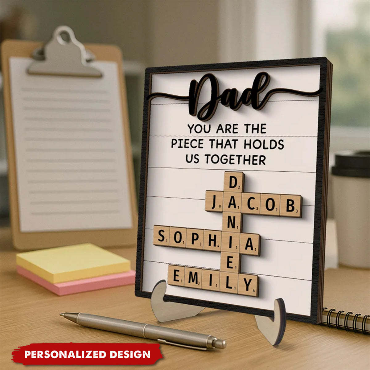 Dad You Are The Piece That Holds Us Together-Crossword Puzzle Art Personalized 2-Layer Wooden Plaque