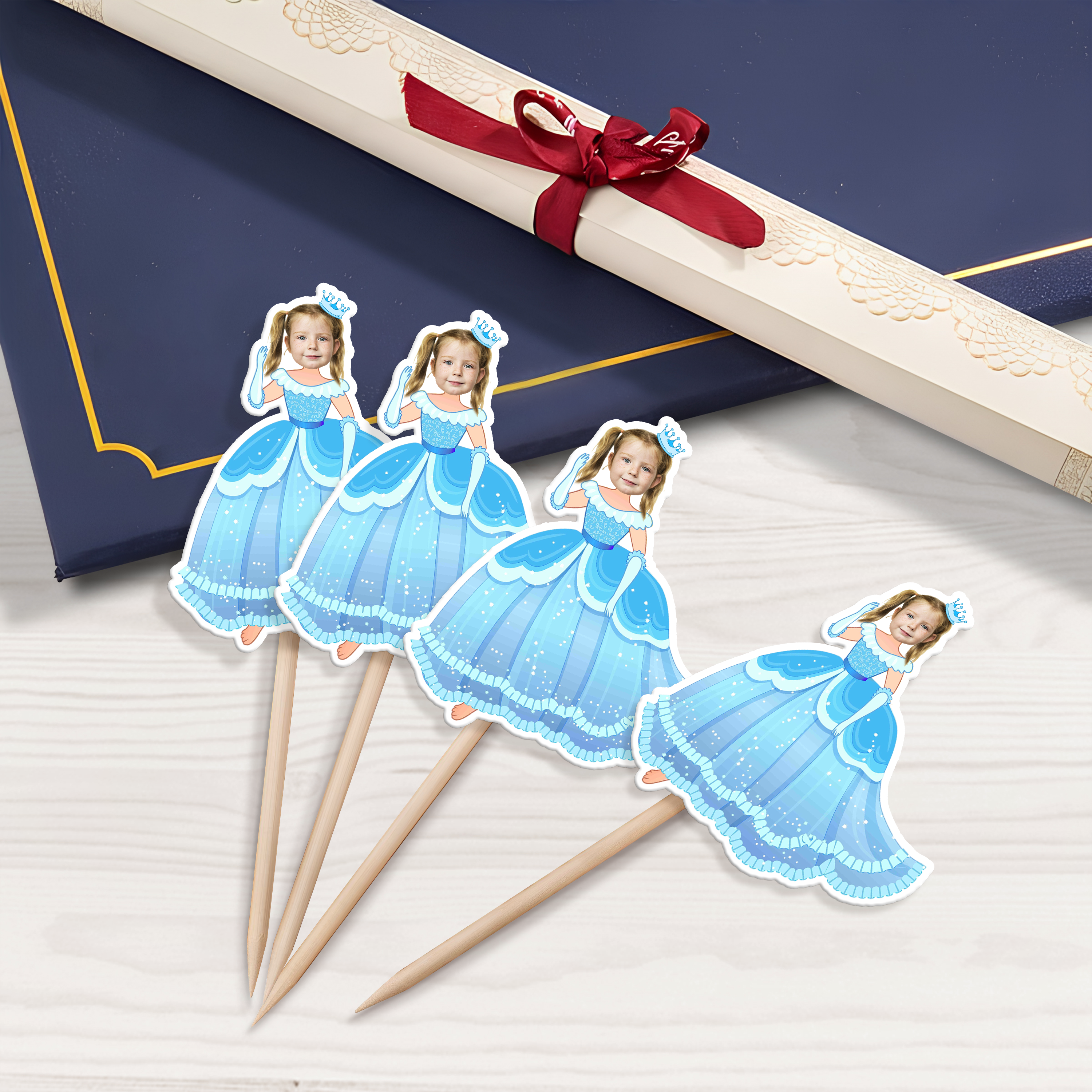 Custom Photo Princess Cupcake Toppers Personalised Birthday Gift Princess Party Decor