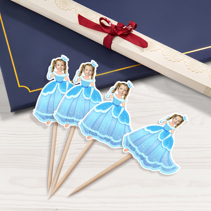 Custom Photo Princess Cupcake Toppers Personalised Birthday Gift Princess Party Decor