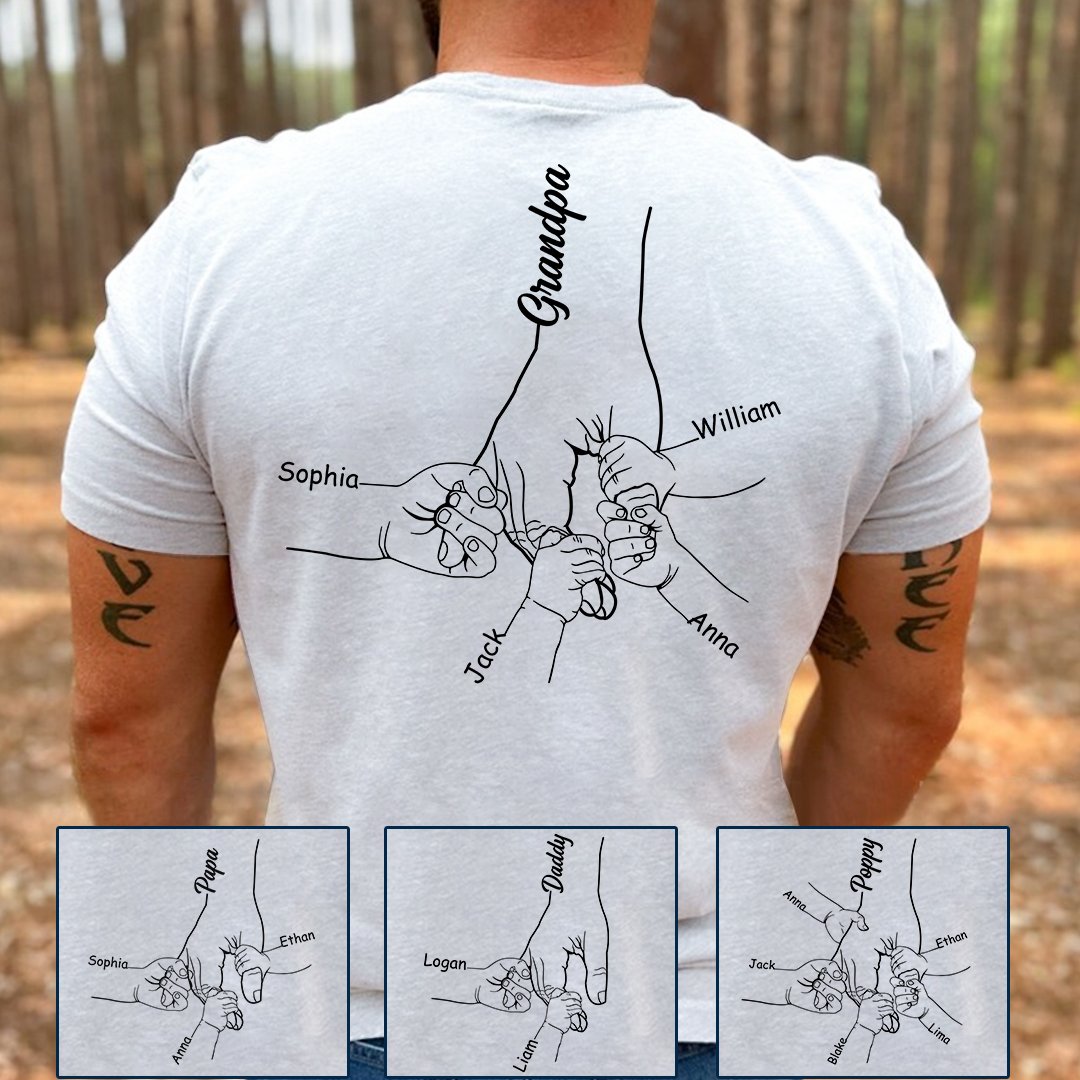 Personalized Grandpa Hand With Grandkids Father's Day 2024