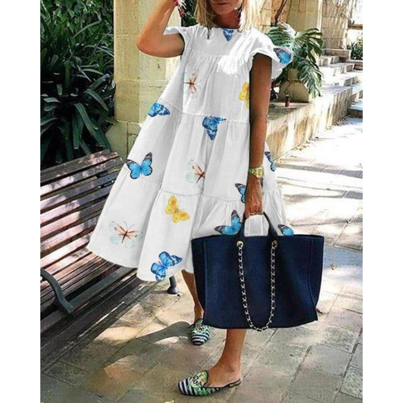 Butterfly Print Holiday Dress