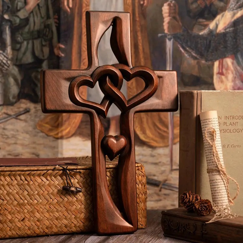 ️100% Handmade Intertwined Hearts Wooden Cross