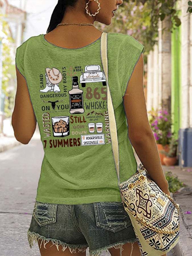 Women's Wallen Wasted On You Western Print Tank Top