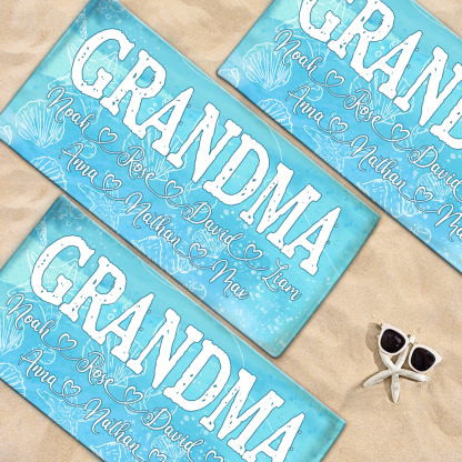 Beach Towel For Grandma, Beach Love Gift For Grandma And Kids, Summer Beach Towe