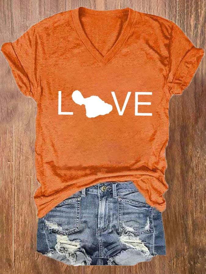 Women's Maui Strong My Heart Is With Maui Print Short Sleeve T-Shirt