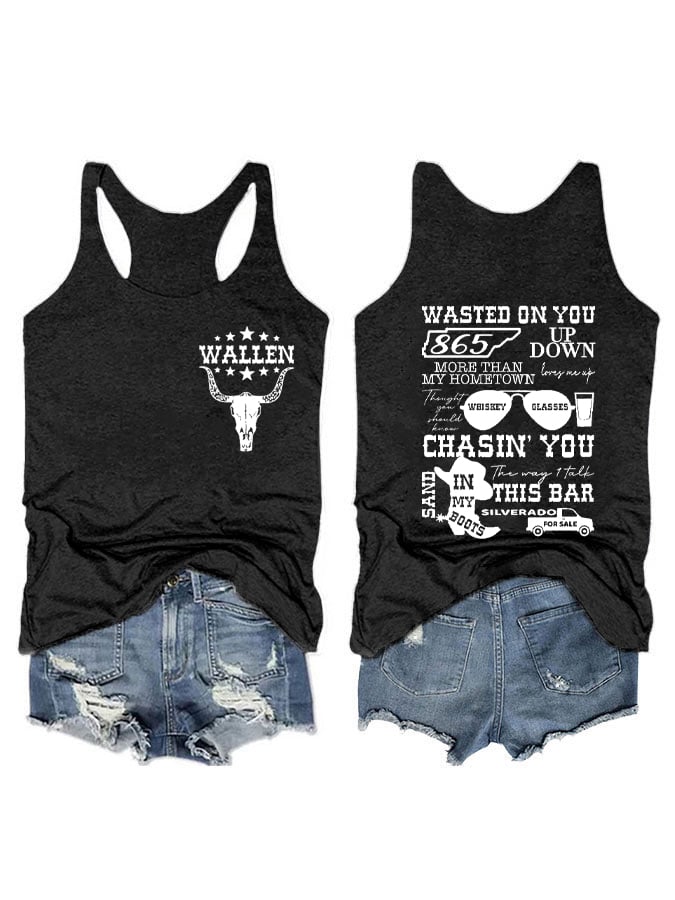 Women's Wallen Last Night We Let The Liquor Talk Print Vest