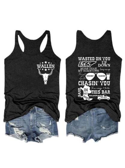 Women's Wallen Last Night We Let The Liquor Talk Print Vest