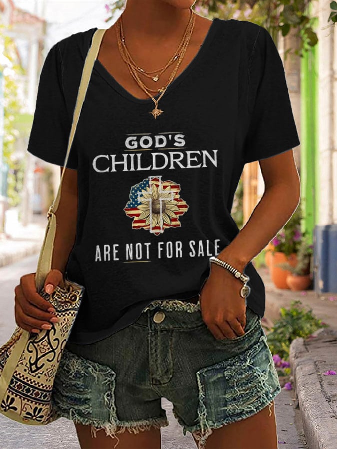 Women's God'S Children Are Not For Sale Print Short Sleeve T-Shirt