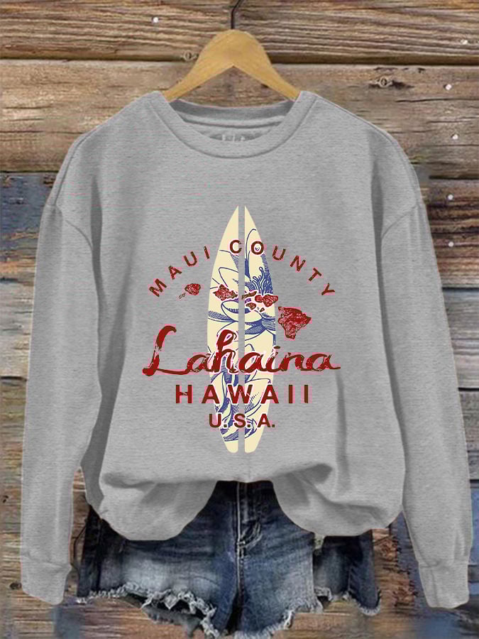 Women's Maui Lahaina Strong Print Crew Neck Sweatshirt