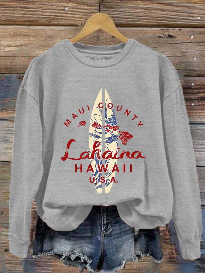 Women's Maui Lahaina Strong Print Crew Neck Sweatshirt