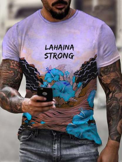 Men's Lahaina Strong Hibicus Print T-Shirt