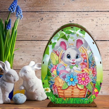 Wooden Easter Egg Rabbit Special Shaped Diamond Painting Lamp for Adult Kids