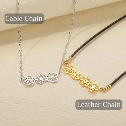 Personalized Mother's Day Dainty Adjustable Birth Flowers Family Jewelry | GC048