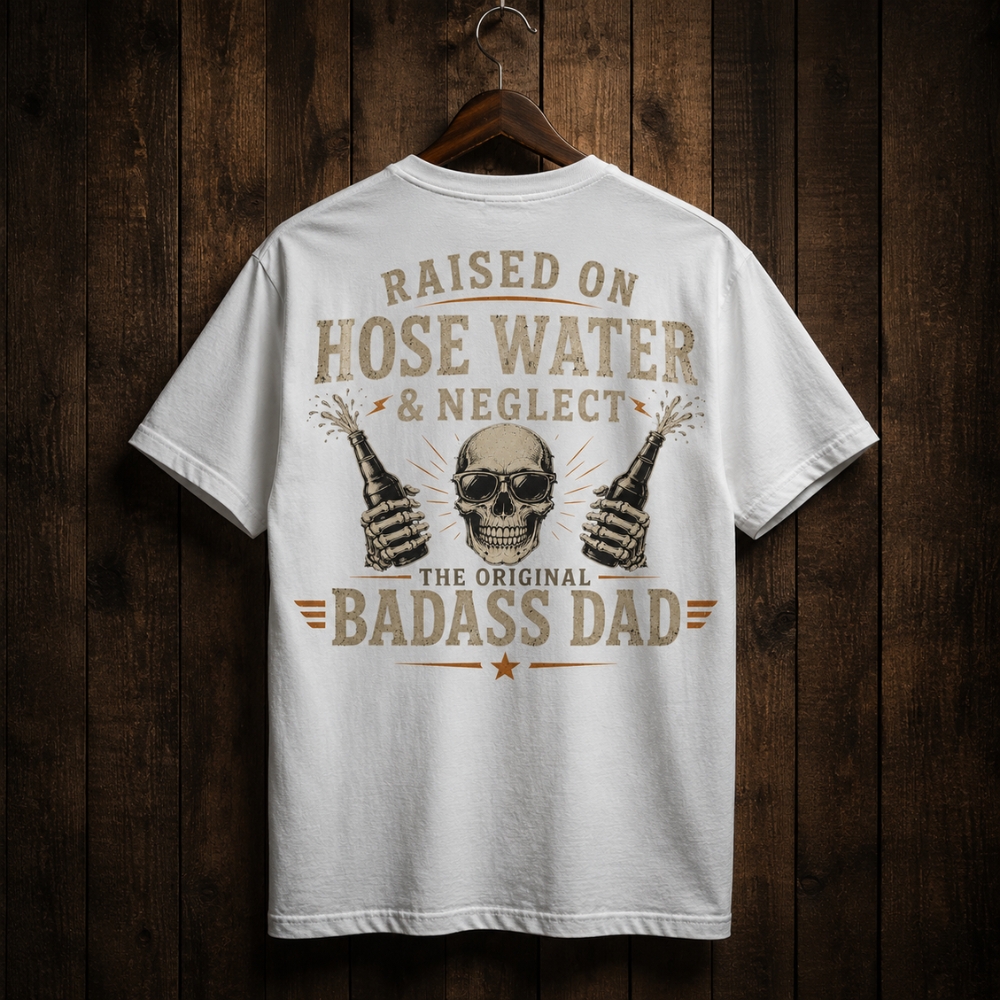 Raised On Hose Water & Neglect - The Original Badass Dad T-Shirt