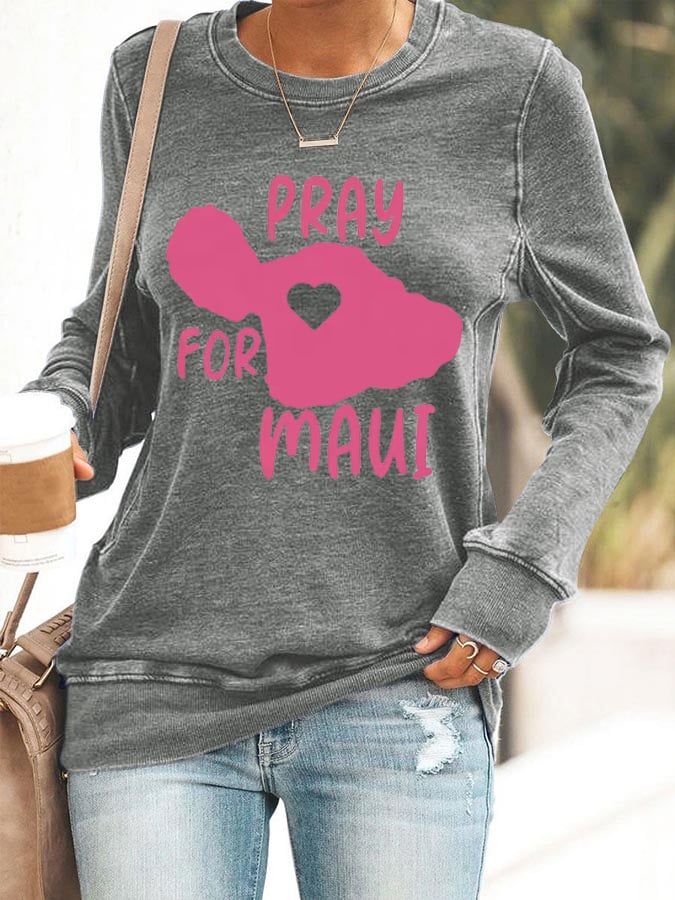 Women's Maui Strong My Heart Is With Maui Printed Sweatshirt