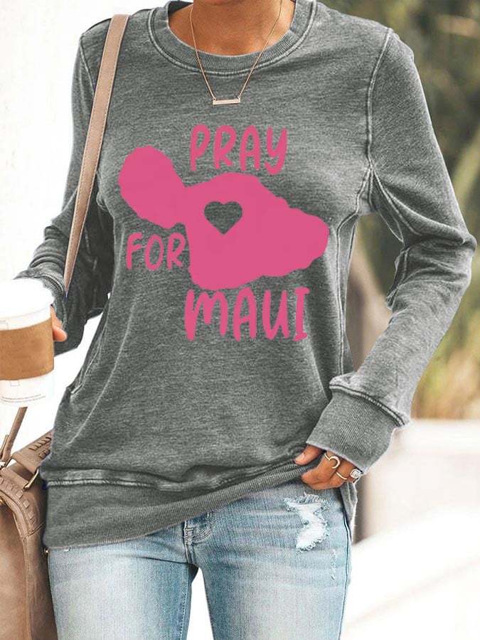 Women's Maui Strong My Heart Is With Maui Printed Sweatshirt