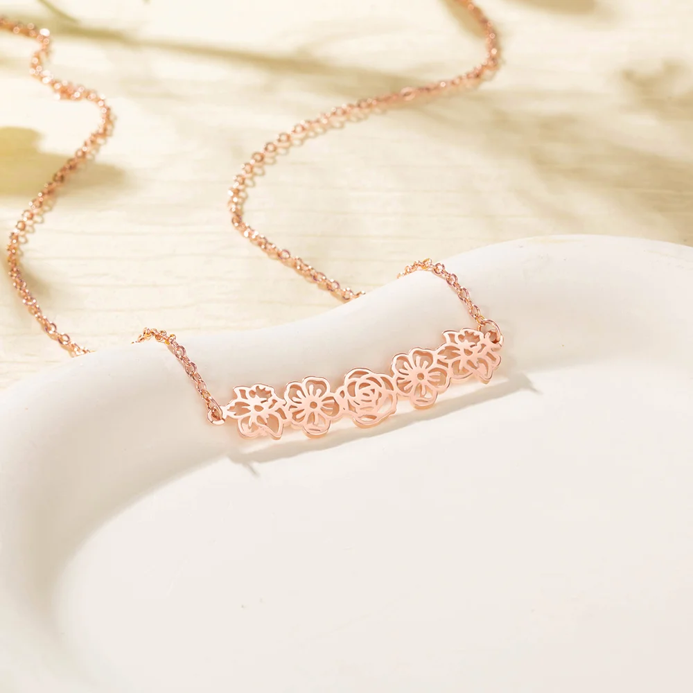 Personalized Mother's Day Dainty Adjustable Birth Flowers Family Jewelry | GC048