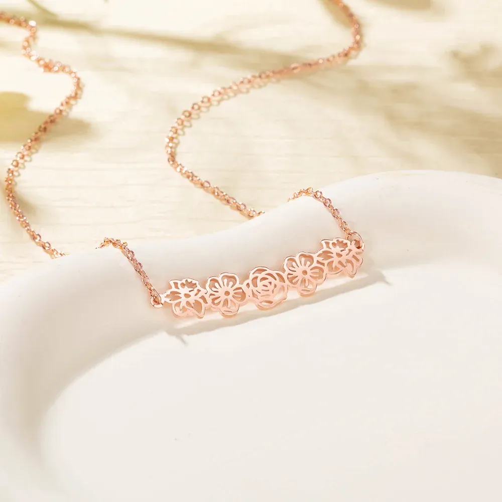 Personalized Mother's Day Dainty Adjustable Birth Flowers Family Jewelry | GC048