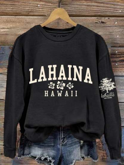 Women's Lahaina Strong Hawaii Tree of Life Aug 8 Print Sweatshirt