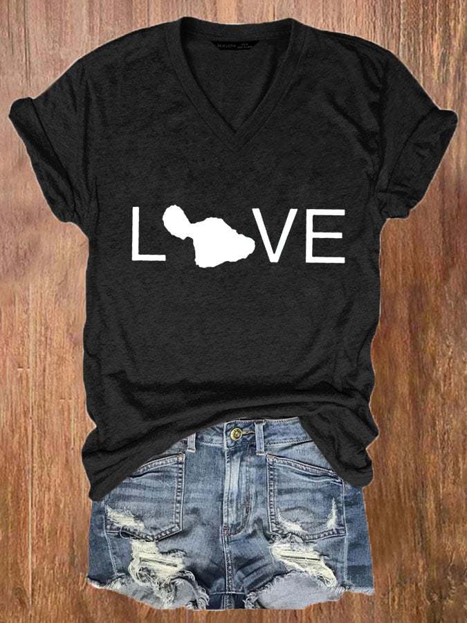 Women's Maui Strong My Heart Is With Maui Print Short Sleeve T-Shirt