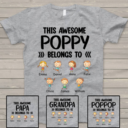 This Awesome Poppy Belongs To, Custom Poppy And Kids, Grandpa Gift TH