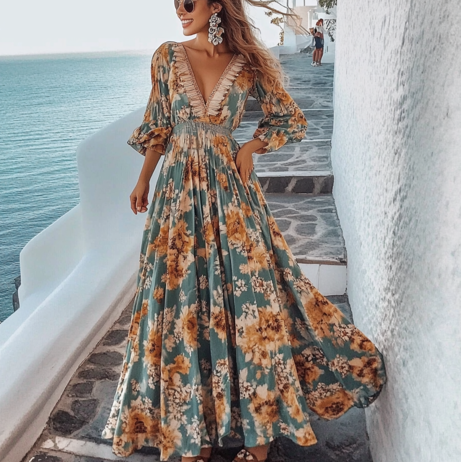 Women's Printed Boho Resort Style Maxi Dress