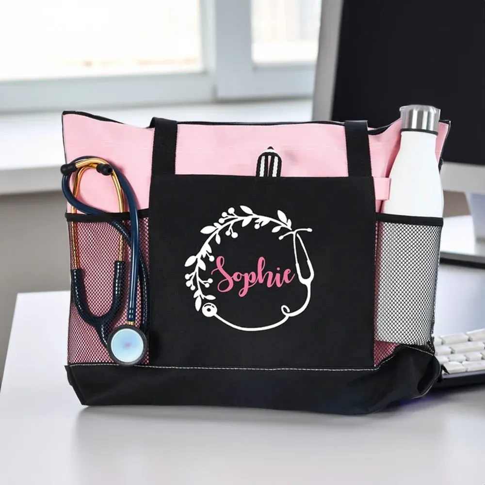 Bag Color Personalized Nurse Tote Bag with Zipper Nurse Week Appreciation Graduation Gift