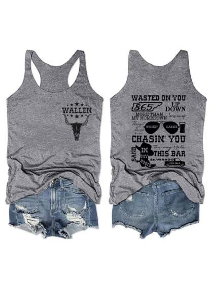 Women's Wallen Last Night We Let The Liquor Talk Print Vest