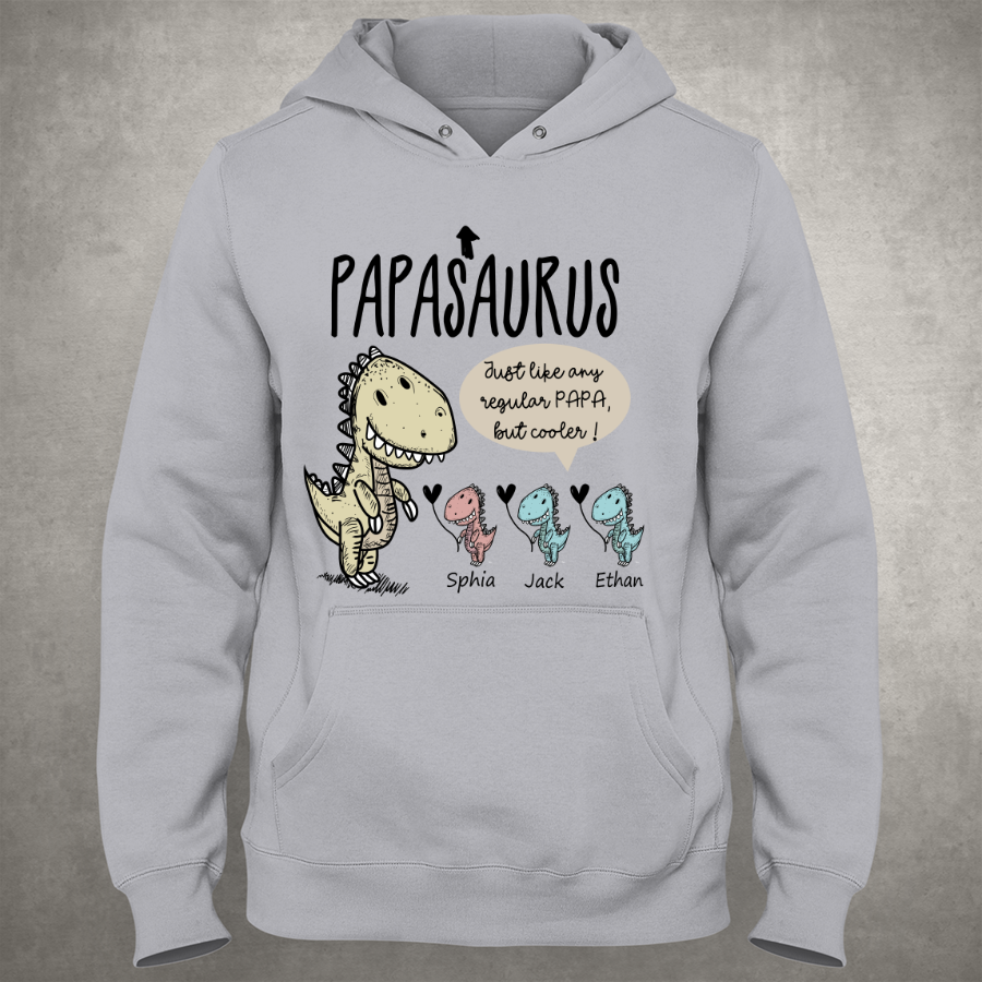 Personalized Papa saurus cute with grandkids Hoodie