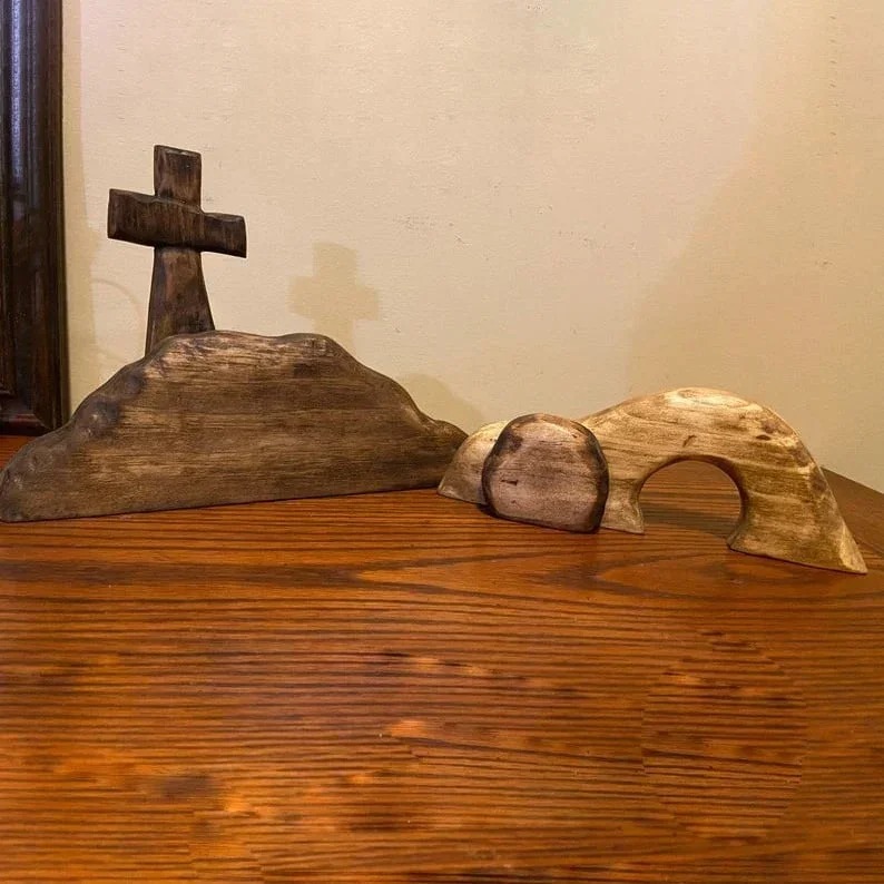 ️100% Handmade Empty Tomb Easter Scene And Cross