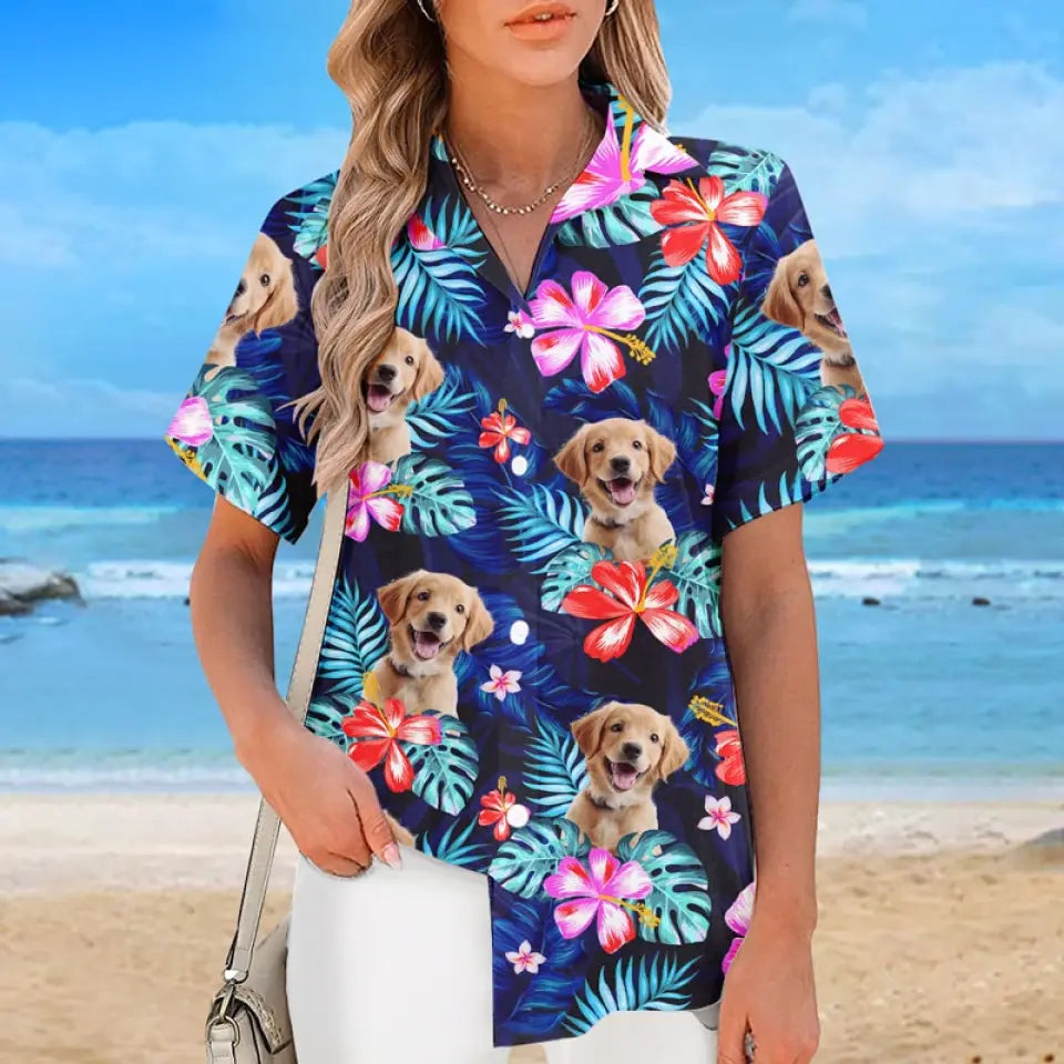 Custom Photo It's Summer & Time For Wandering - Dog & Cat Personalized Custom Unisex Tropical Hawaiian Aloha Shirt