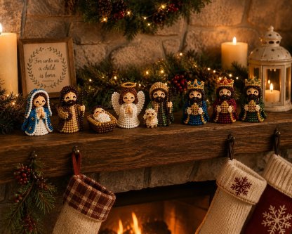 ✝️3D Beaded Nativity Collection DIY Kit – Handmade Christmas Faith Craft Set (8-Piece Set)