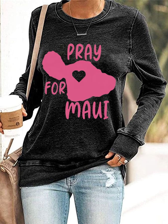 Women's Maui Strong My Heart Is With Maui Printed Sweatshirt