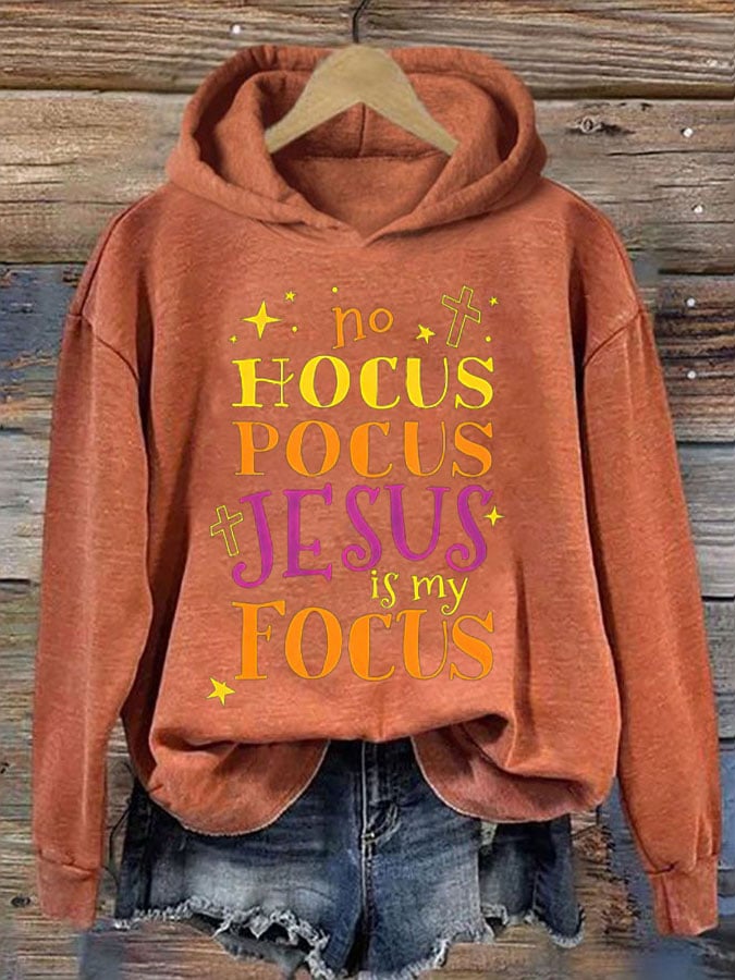 Women's No Hocus Pocus Jesus Is My Focus Halloween Hoodie