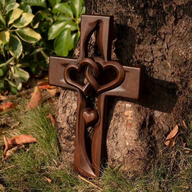 ️100% Handmade Intertwined Hearts Wooden Cross