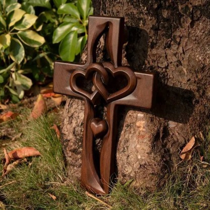 ️100% Handmade Intertwined Hearts Wooden Cross
