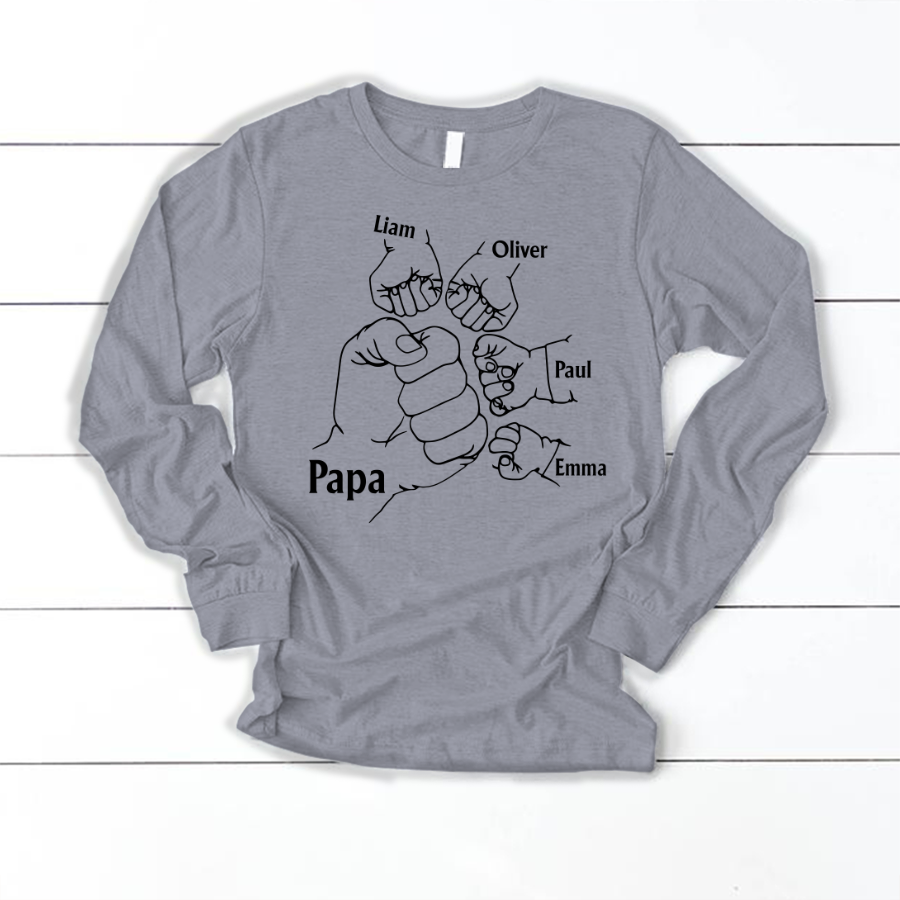 Papa And Kids Hand, Birthday Gift For Papa Longsleeve