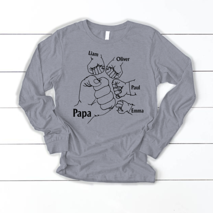 Papa And Kids Hand, Birthday Gift For Papa Longsleeve