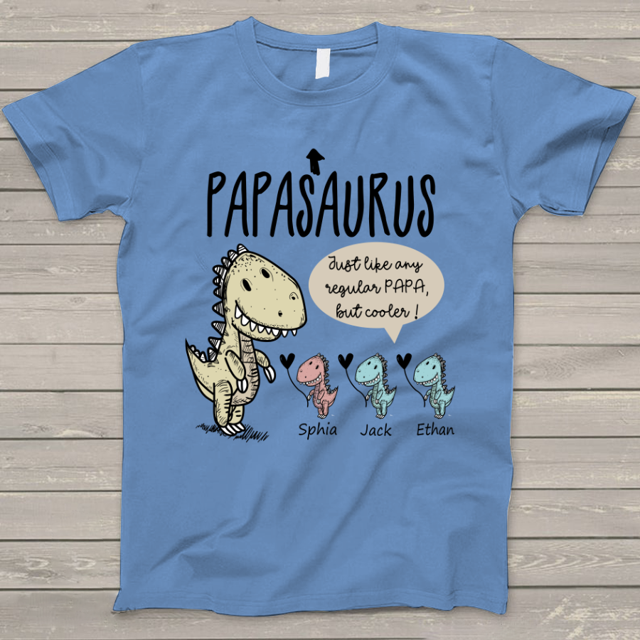 Personalized Papa saurus cute with grandkids T-Shirt