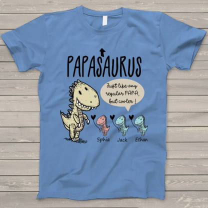 Personalized Papa saurus cute with grandkids T-Shirt