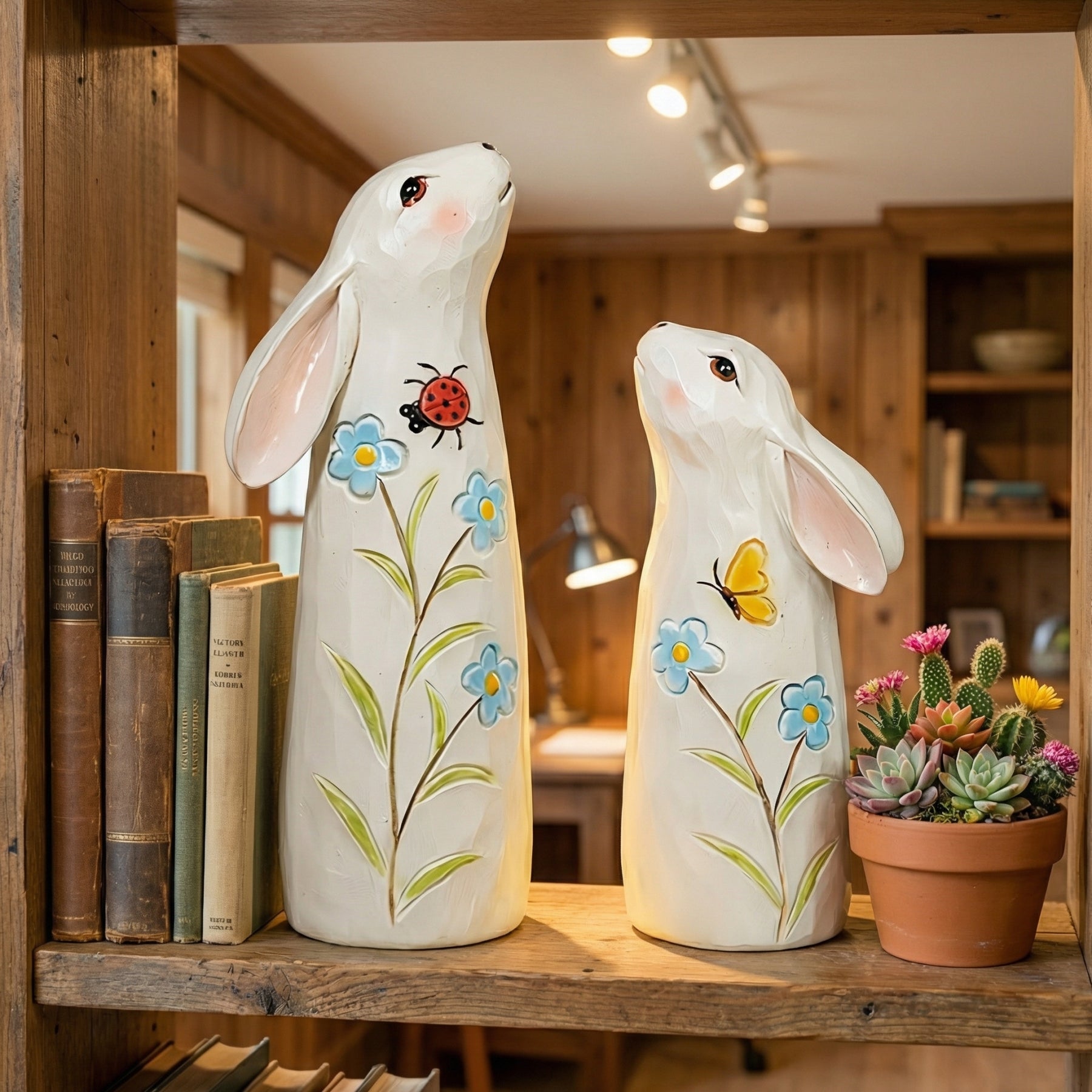 Hand-Painted Spring Bunny Figurines