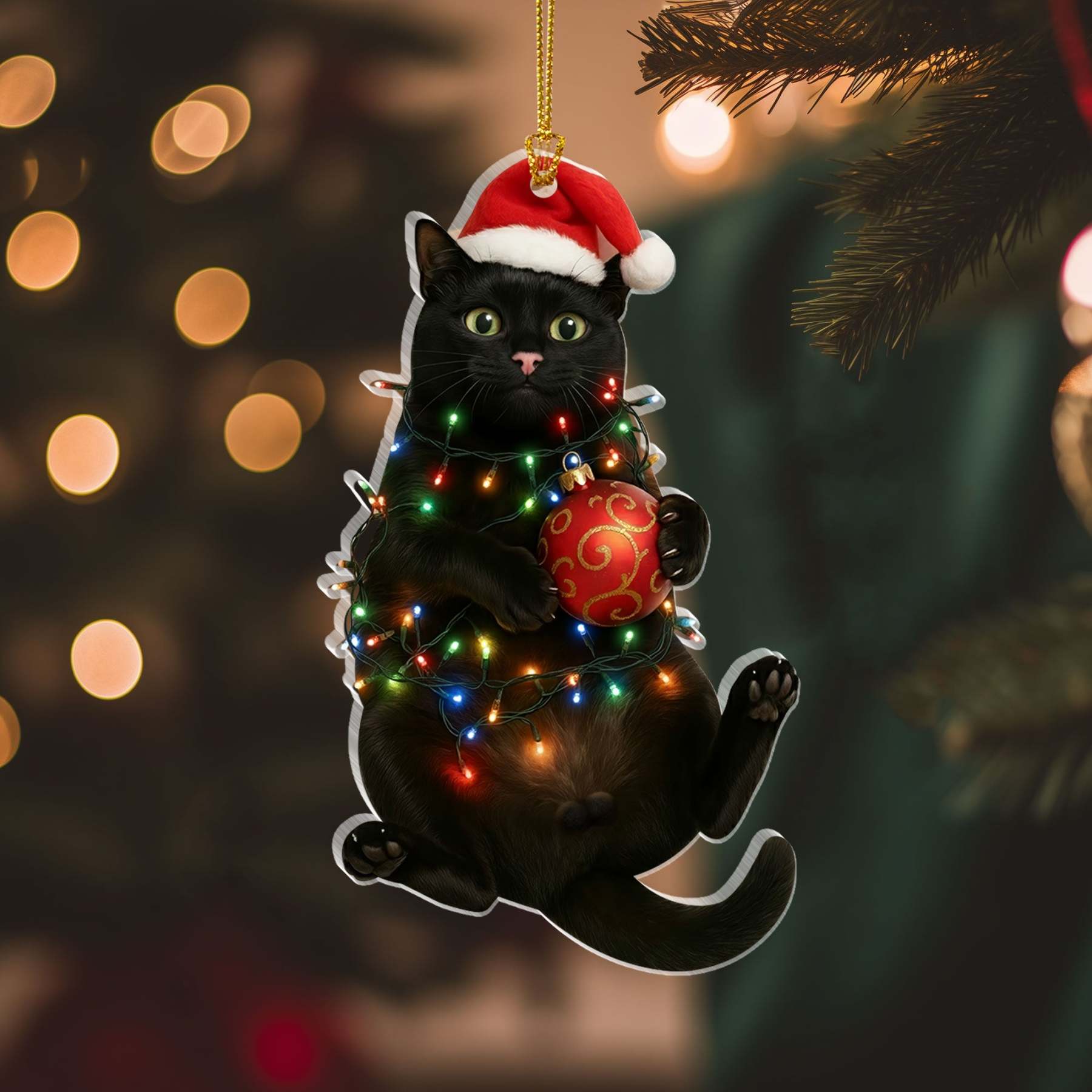 Black Cat Bombay Christmas Ornament | Holiday Gift for Cat Lovers
