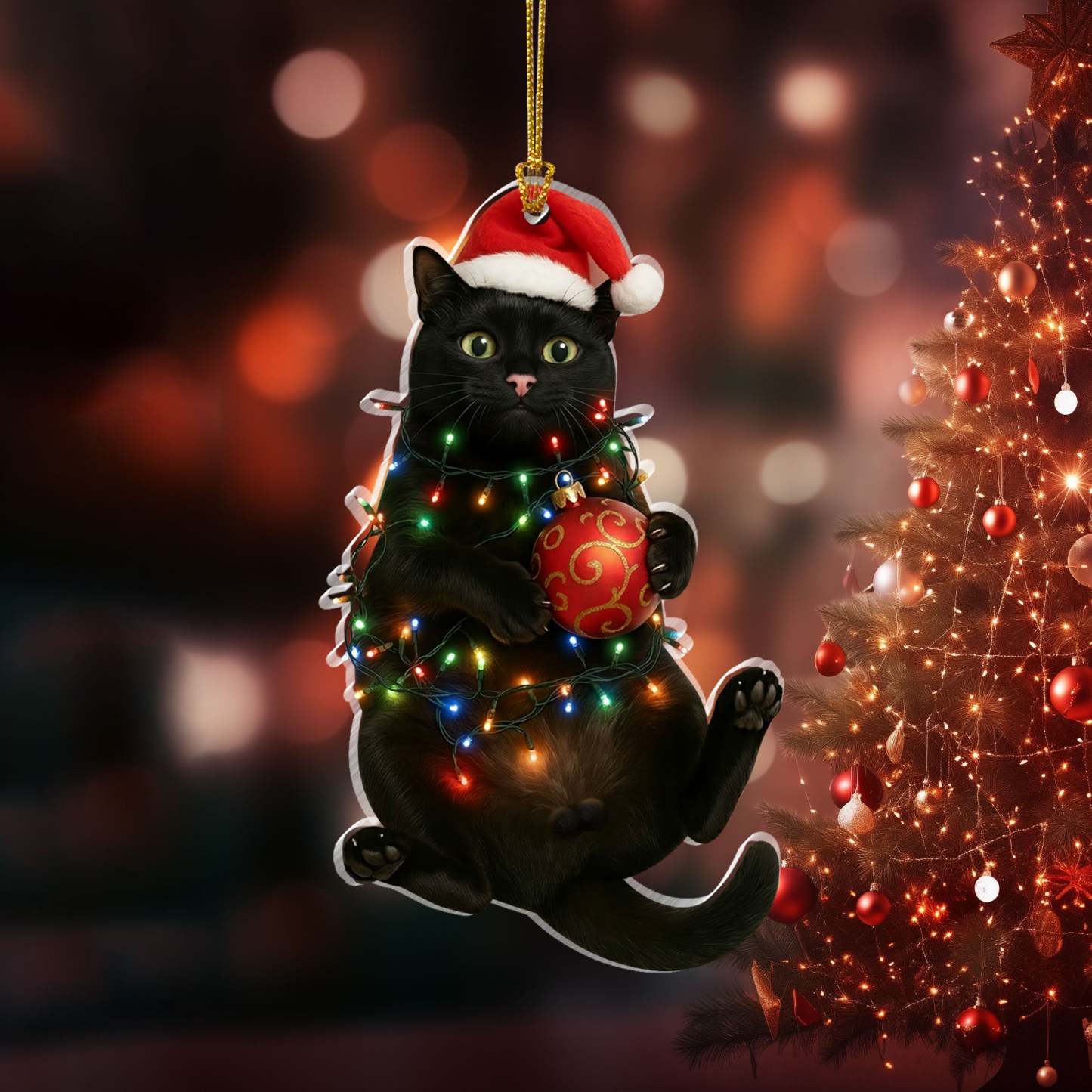 Black Cat Bombay Christmas Ornament | Holiday Gift for Cat Lovers