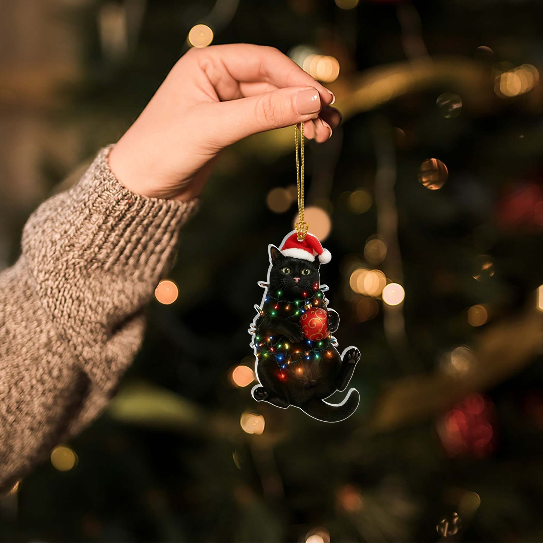 Black Cat Bombay Christmas Ornament | Holiday Gift for Cat Lovers