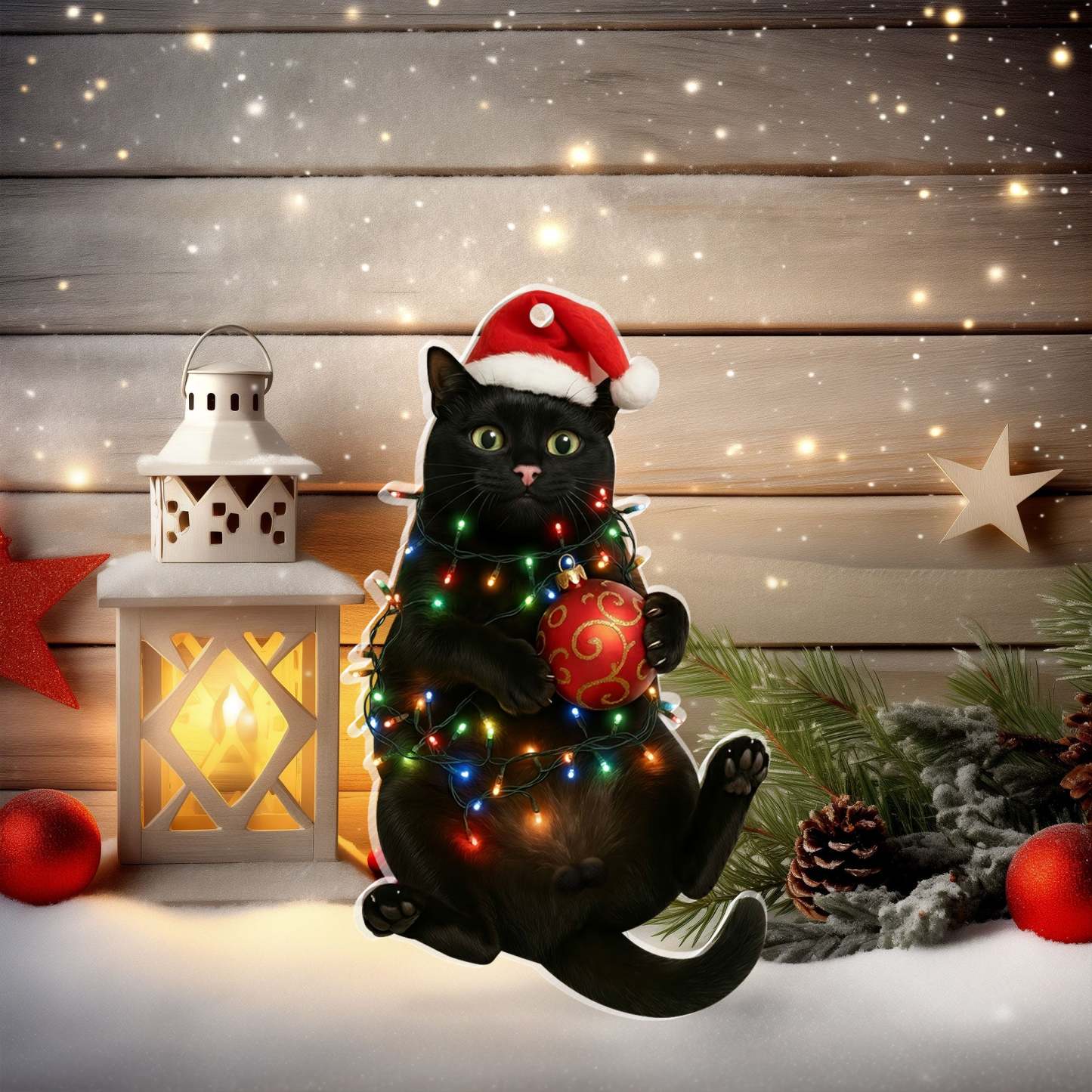 Black Cat Bombay Christmas Ornament | Holiday Gift for Cat Lovers