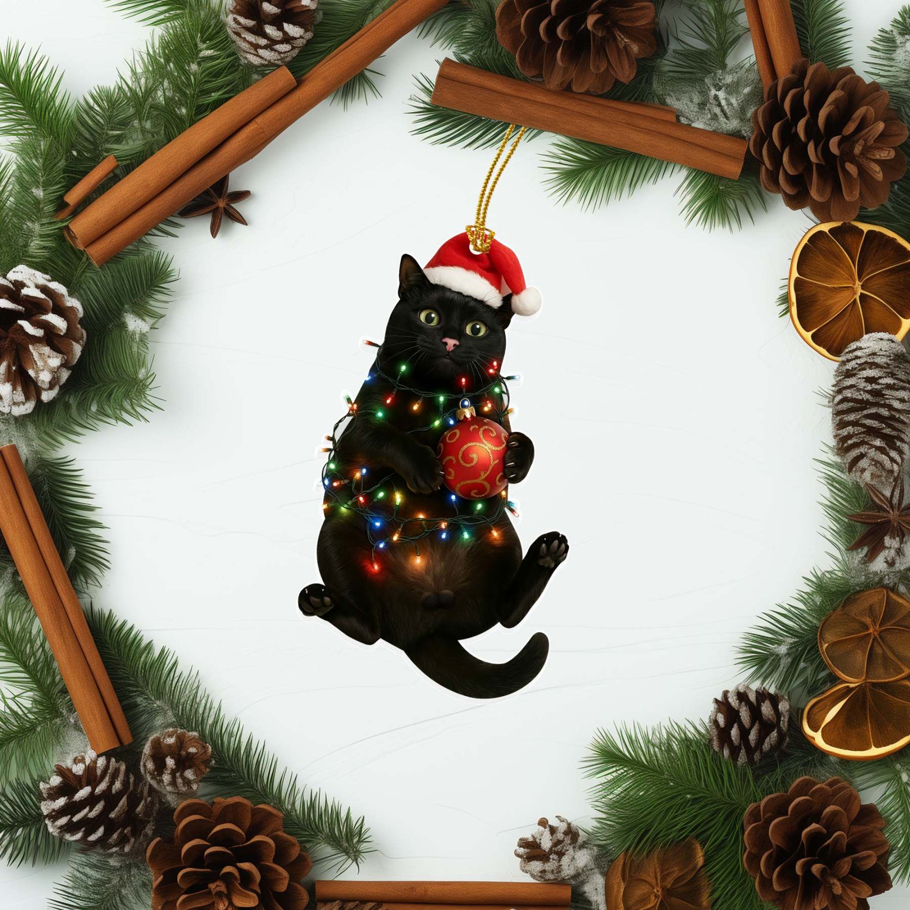Black Cat Bombay Christmas Ornament | Holiday Gift for Cat Lovers