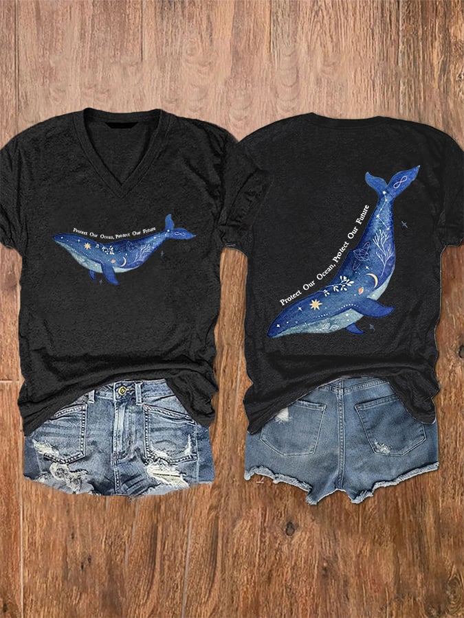 Women's Protect Our Ocean Protect Our Future V-Neck Tee