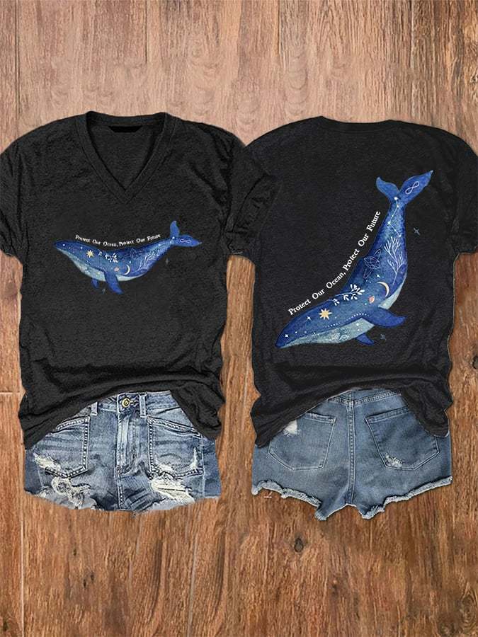 Women's Protect Our Ocean Protect Our Future V-Neck Tee