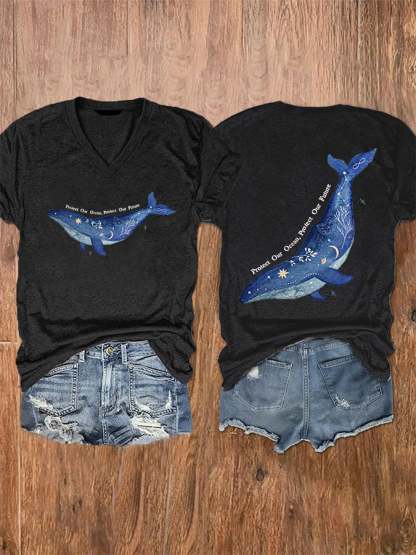 Women's Protect Our Ocean Protect Our Future V-Neck Tee