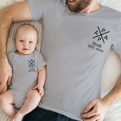 Personalized Dad Est T-Shirt and Baby Bodysuit Gift for Father's Day
